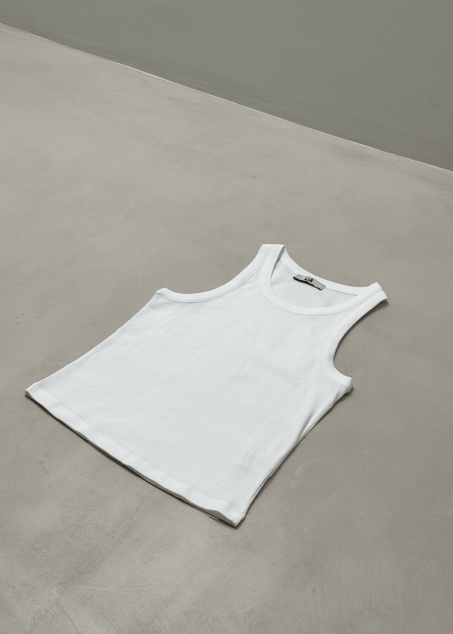 Tall women’s ribbed cotton tank top with slight stretch, lightweight and breathable