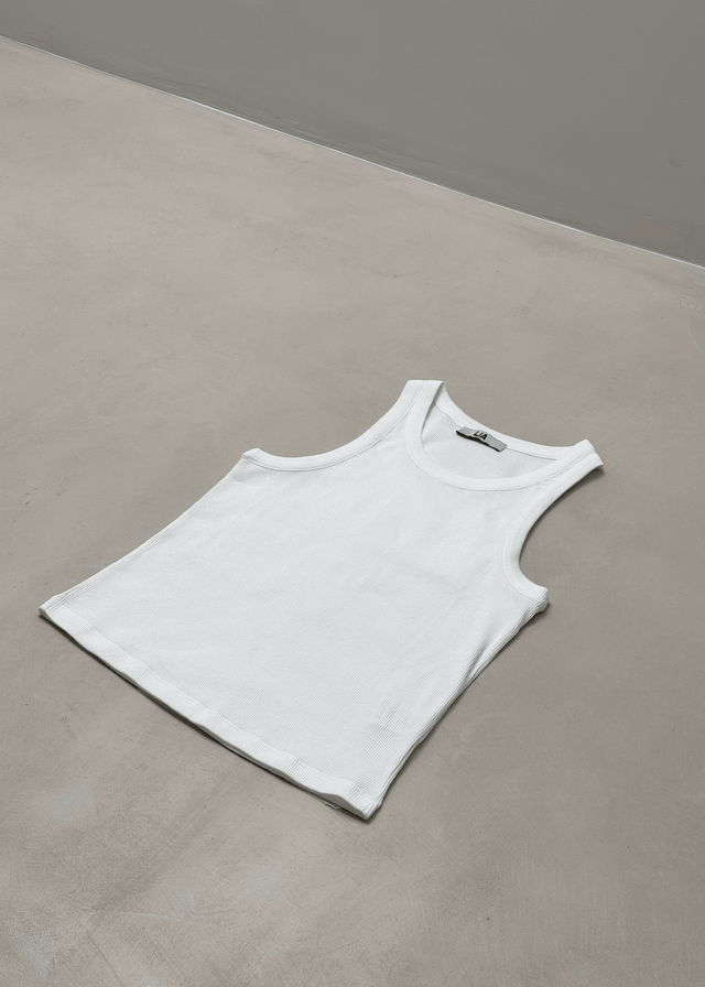Tall women’s ribbed cotton tank top with slight stretch, lightweight and breathable