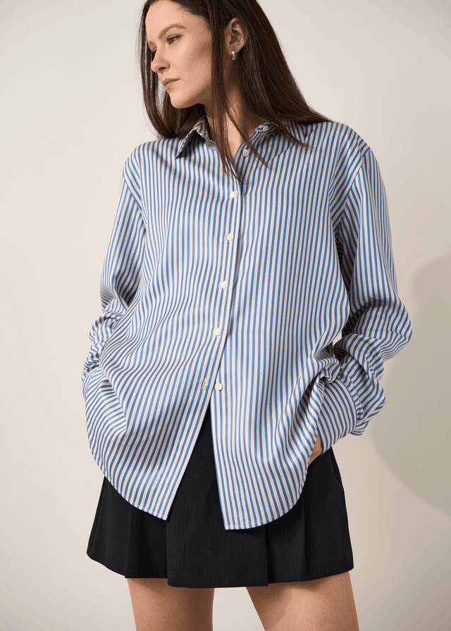 Oversized button-up TENCEL™ Lyocell shirt for tall women