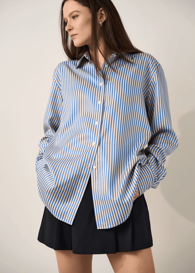 Oversized button-up TENCEL™ Lyocell shirt for tall women