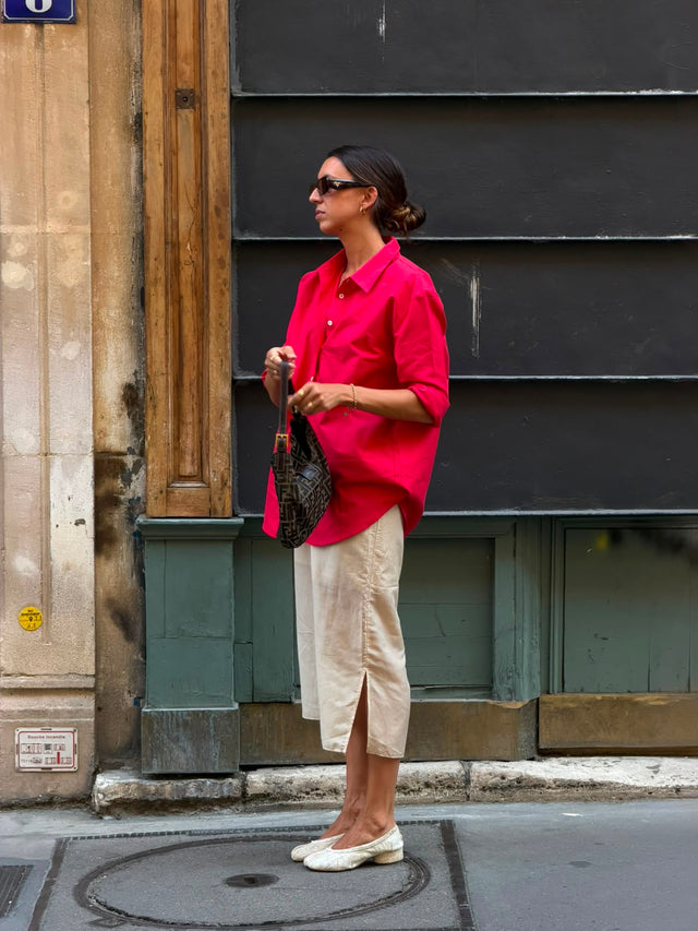 LIA Relaxed Shirt in Red Oxford Cotton — Limited Edition